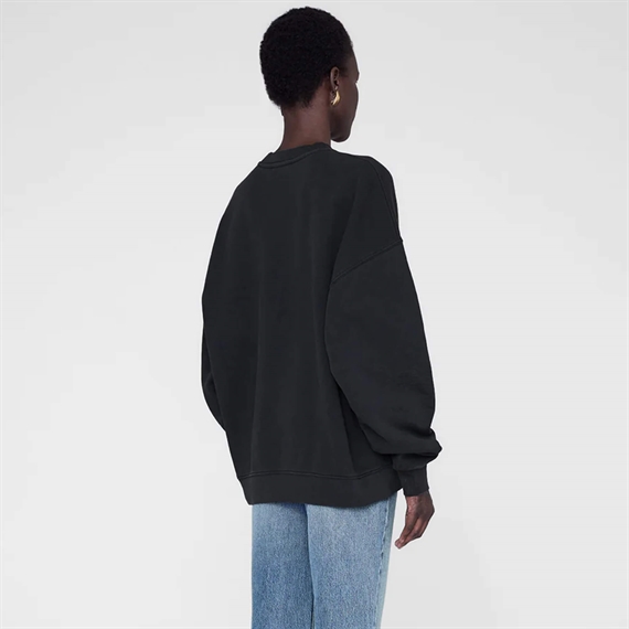  Anine Bing Miles Chenille Signature Sweatshirt, Sort